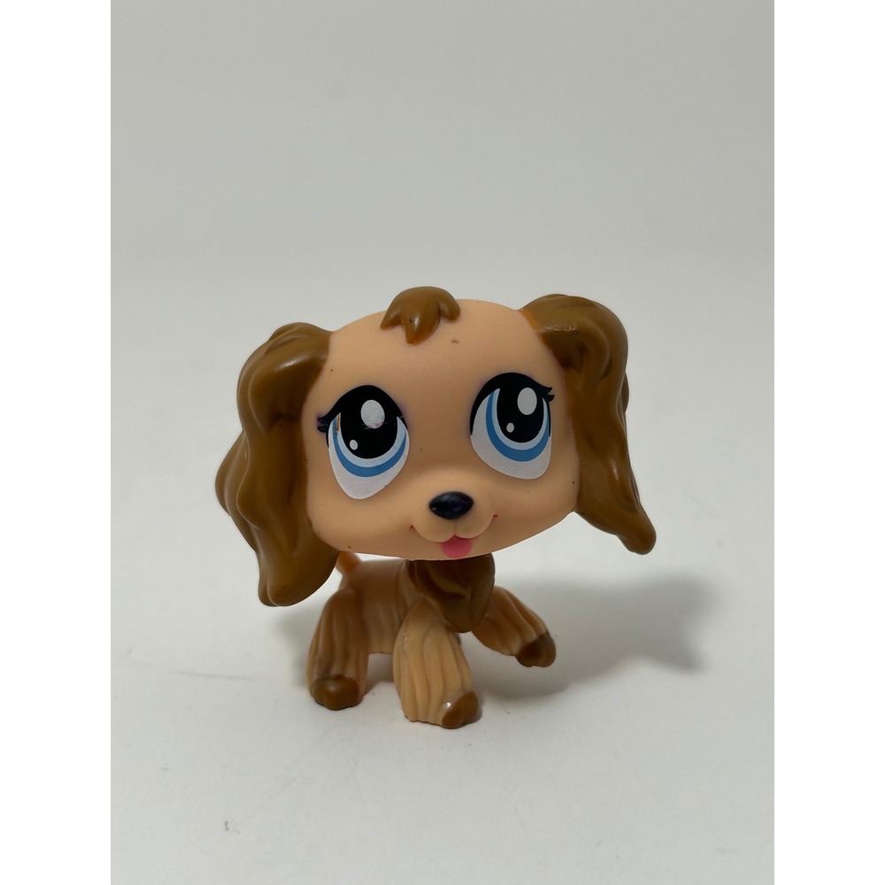 Hasbro Littlest Pet Shop Cocker Spaniel 1318 Tan Brown Blue Eyes Dog Figure
